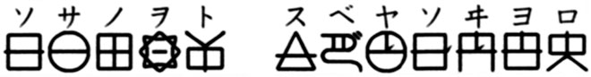 ソサノヲト　スベヤソヰヨロ